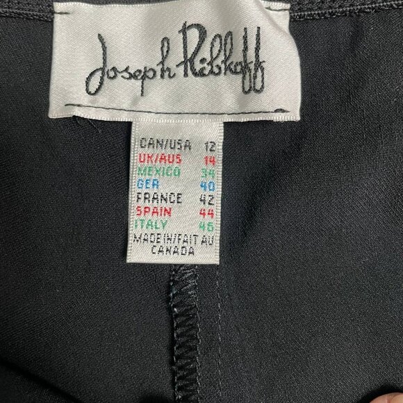 Joseph Ribkoff Pants Womens 12 Cropped Black High Rise Slit Hems Stretch - Picture 10 of 12